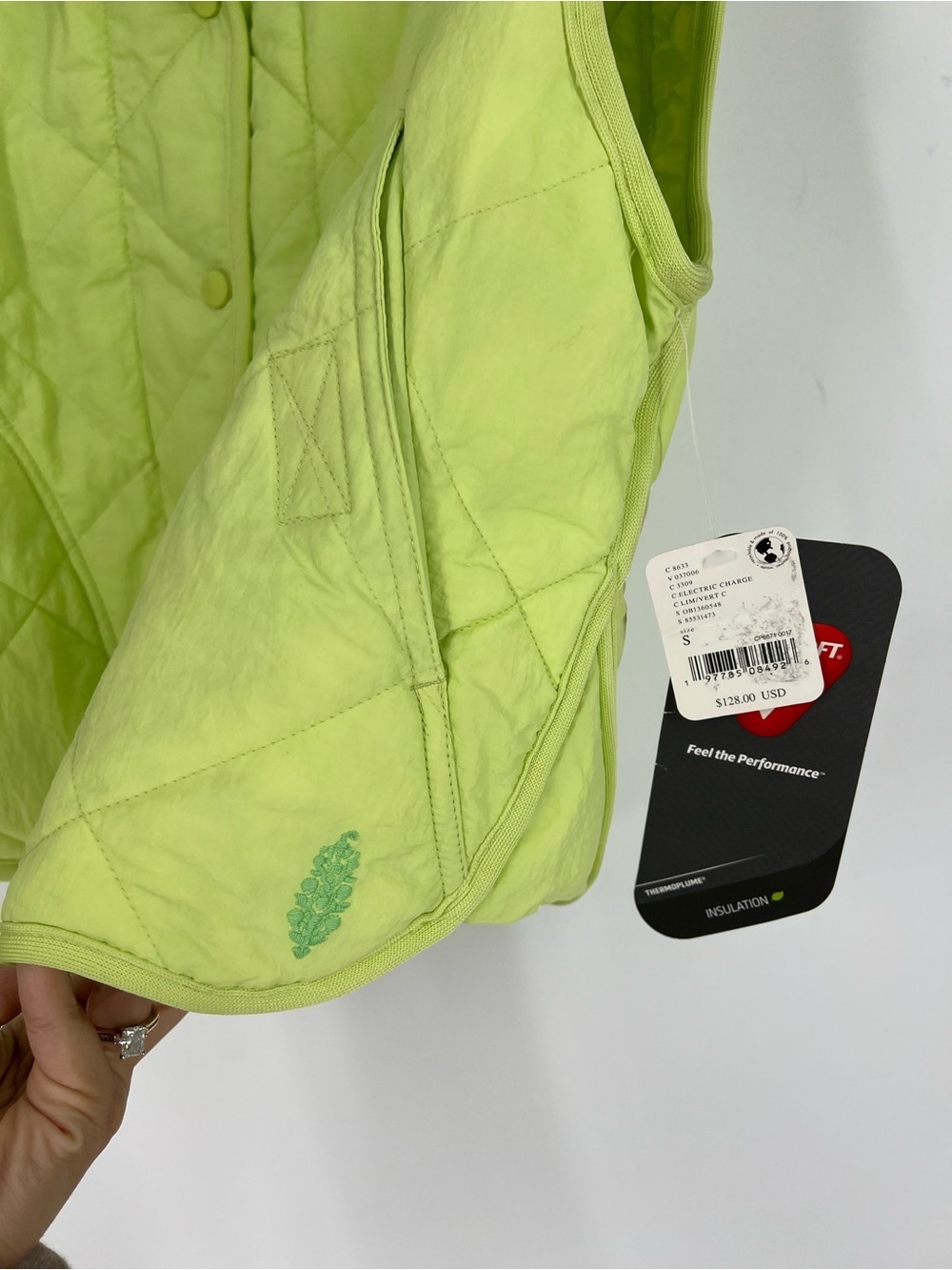 Free People Movement Quinn Lime Green Quilted Windbreaker Athletic Vest S NWT - Picture 5 of 8